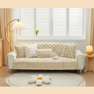 Cosy Plush Solid Colour Non-slip Sofa Cover