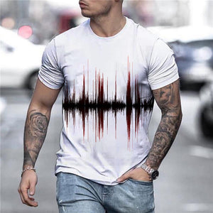 3D Graphic Printed Short Sleeve Shirts Black & White