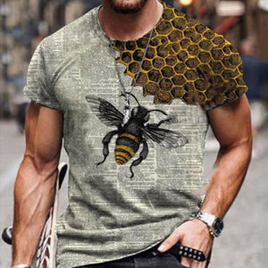 3D Graphic Printed Short Sleeve Shirts Bee Print