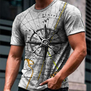 3D Graphic Printed Short Sleeve Shirts Compass