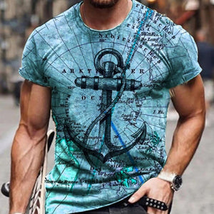 3D Graphic Printed Short Sleeve Shirts Rudder