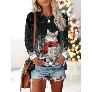 Women's T shirt Scarf Cat