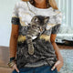 Women's T shirt 3D Cat Painting